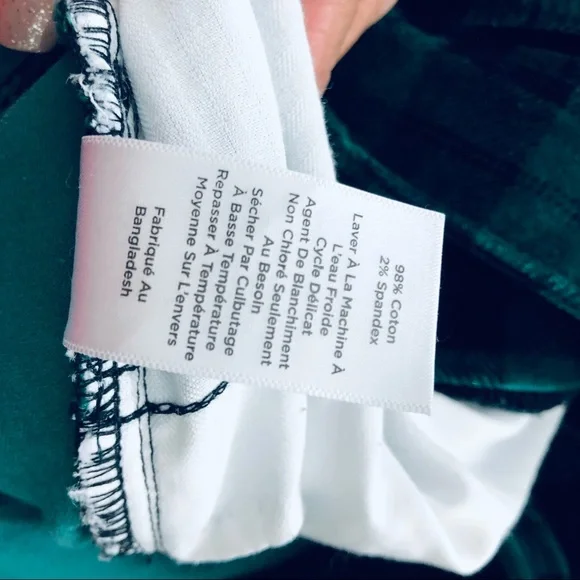 TALBOTS VELVETEEN BLACK-GREEN PLAID ANKLE PANTS.SIZE 16 - Picture 9 of 10